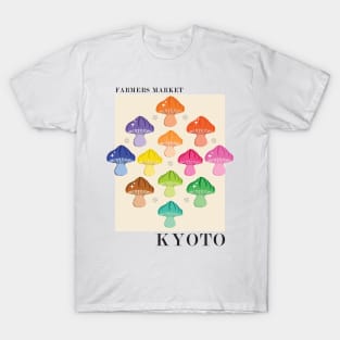 Farmers Market Kyoto Rainbow colour mixed mushroom art print T-Shirt